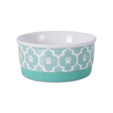 Bone Dry Lattice Collection Pet Bowl & Canister, Small Set, 4.25x2", Aqua, 2 Count