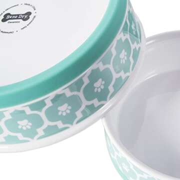 Bone Dry Lattice Collection Pet Bowl & Canister, Small Set, 4.25x2", Aqua, 2 Count