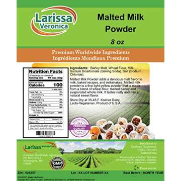 Malted Milk Powder for Delicious Shakes & Baked Goods (8 oz)