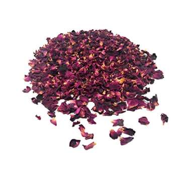 Red Rose Petals - Pure, All Natural & Edible Rose Petals - Dried Flower Petals for Herbal Tea, Decoration, Rose Sprinkles, Topping on Cupcakes, Desserts - Net Weight: 0.35oz/10g