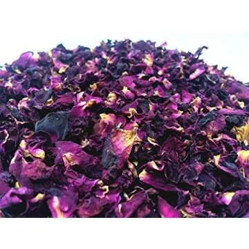 Red Rose Petals - Pure, All Natural & Edible Rose Petals - Dried Flower Petals for Herbal Tea, Decoration, Rose Sprinkles, Topping on Cupcakes, Desserts - Net Weight: 0.35oz/10g