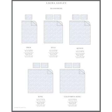 Laura Ashley - Queen Sheets, Soft Sateen Cotton Bedding Set - Sleek, Smooth, & Breathable Home Decor (Blossoming Blue, Queen)