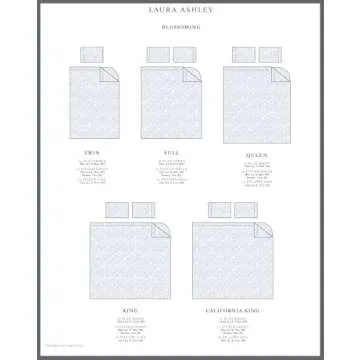 Laura Ashley - Queen Sheets, Soft Sateen Cotton Bedding Set - Sleek, Smooth, & Breathable Home Decor (Blossoming Blue, Queen)