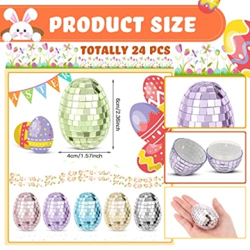 Hungdao 24 Pcs Mirrored Easter Eggs for Celebrations