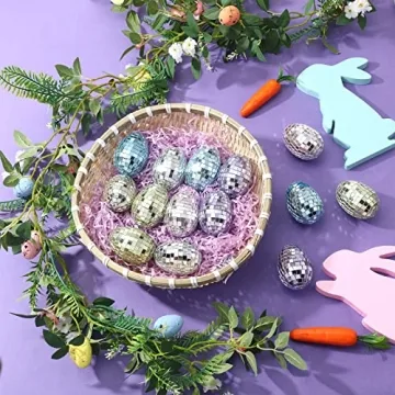 Hungdao 24 Pcs Mirrored Easter Eggs for Celebrations