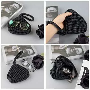 Sparkly Triangle Clutch Purse for Women - Framendino Black