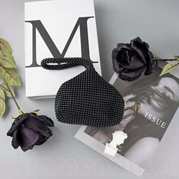 Sparkly Triangle Clutch Purse for Women - Framendino Black