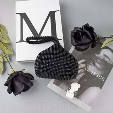 Sparkly Triangle Clutch Purse for Women - Framendino Black