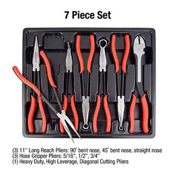 SUNEX TOOLS 3613V 7-Piece Long Reach Pliers Set