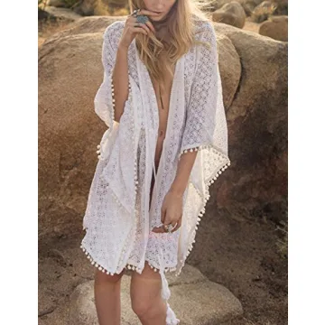 Bsubseach Lace Pom Pom Swim Cover Up for Summer Style