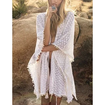 Bsubseach Lace Pom Pom Swim Cover Up for Summer Style
