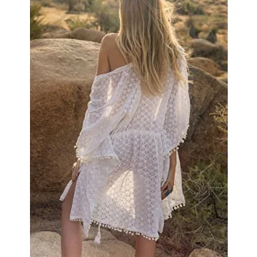 Bsubseach Lace Pom Pom Swim Cover Up for Summer Style