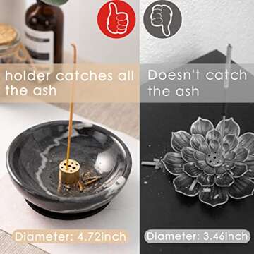 Fasolahome Incense Holder, Beautiful Natural Marble Incense Burner for Meditation, 9 Incense Holes S...