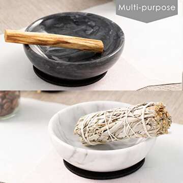 Fasolahome Incense Holder, Beautiful Natural Marble Incense Burner for Meditation, 9 Incense Holes Suitable for Most Incense Types (Black)