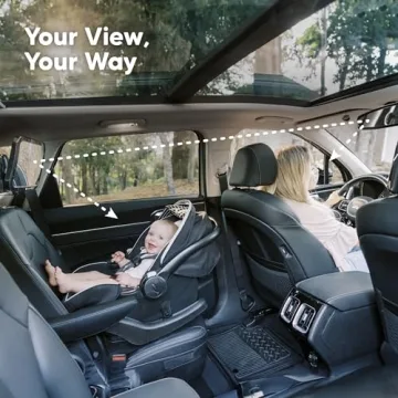 Large Shatterproof Baby Car Mirror - Safety Baby Car Seat Mirror - Baby Car Mirror for Back Seat Rear Facing Infant - Carseat Mirrors - Fully Assembled Baby Mirror For Car (Matte Black)