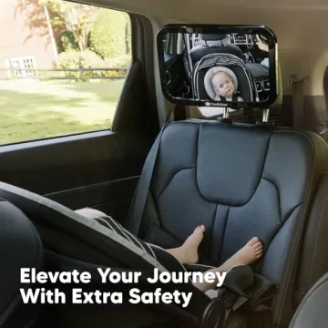 Large Shatterproof Baby Car Mirror - Safety Baby Car Seat Mirror - Baby Car Mirror for Back Seat Rear Facing Infant - Carseat Mirrors - Fully Assembled Baby Mirror For Car (Matte Black)