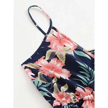 Floral Print Sleeveless Cami Wide Leg Romper Women