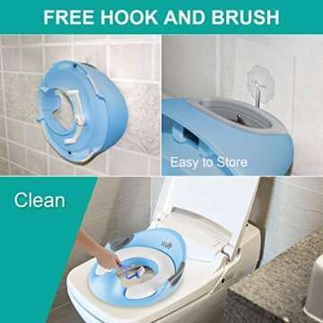 Potty Training Seat For Kids Boys Girls Toddlers Toilet Seat For Baby With Cushion Handle Backrest Toilet Trainer For Round And Oval Toilets (Blue) ilin