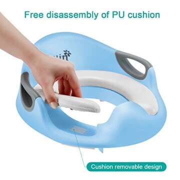 Potty Training Seat For Kids Boys Girls Toddlers Toilet Seat For Baby With Cushion Handle Backrest Toilet Trainer For Round And Oval Toilets (Blue) ilin