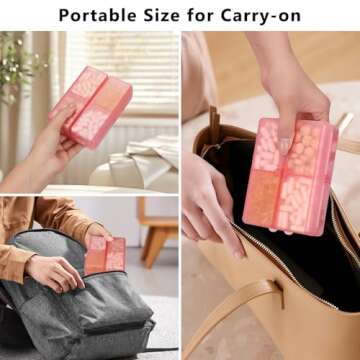 FYY Daily Pill Organizer,7 Compartments Portable Pill Case Travel Pill Organizer,[Folding Design] Large Pill Box for Purse Pocket to Hold Vitamins,Cod Liver Oil,Supplements and Medication-Clear Red