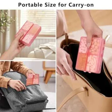FYY Daily Pill Organizer,7 Compartments Portable Pill Case Travel Pill Organizer,[Folding Design] Large Pill Box for Purse Pocket to Hold Vitamins,Cod Liver Oil,Supplements and Medication-Clear Red