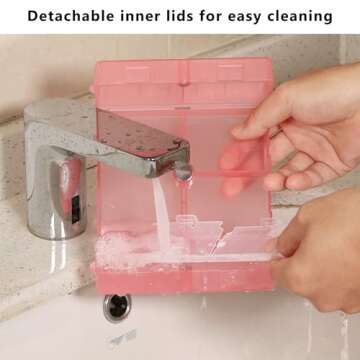 FYY Daily Pill Organizer,7 Compartments Portable Pill Case Travel Pill Organizer,[Folding Design] Large Pill Box for Purse Pocket to Hold Vitamins,Cod Liver Oil,Supplements and Medication-Clear Red