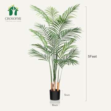 5Ft Artificial Areca Palm Plant for Home and Office Decor