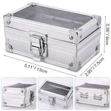 Noverlife 50 Holes Nail Drill Bit Holder Case, Professional Nail Polishing Heads Holder Organizer, Silver Nail Drill Bit Storage Box, Large Display Nail Bits Container for Salon Nail Grinding Head