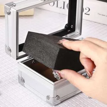 Noverlife 50 Holes Nail Drill Bit Holder Case, Professional Nail Polishing Heads Holder Organizer, Silver Nail Drill Bit Storage Box, Large Display Nail Bits Container for Salon Nail Grinding Head