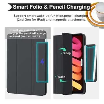ZENLU iPad Mini 6 Case with Removable Folio Cover