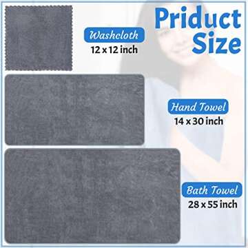 Reginary Microfiber Bath Towels Set 4 Pack Soft Bath and 4 Pack Hand Towels 4 Pack Washcloths Microf...