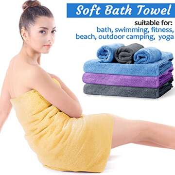 Reginary Microfiber Bath Towels Set 4 Pack Soft Bath and 4 Pack Hand Towels 4 Pack Washcloths Microfiber Coral Velvet Highly Absorbent Quick Dry Sets for Fitness Bathroom