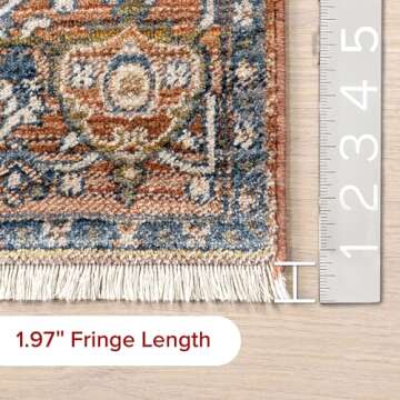 nuLOOM Harriet Vintage Medallion Fringe Area Rug - 2x10 Runner Rug Traditional Rust/Multicolor Rugs for Living Room Bedroom Dining Room Entryway Hallway Kitchen