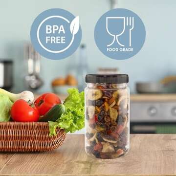 Cornucopia 32oz Clear Plastic Jars with Lids - 6-Pack