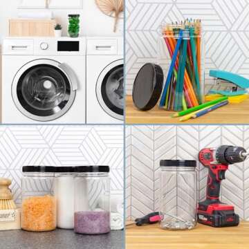 Cornucopia 32oz Clear Plastic Jars with Lids - 6-Pack