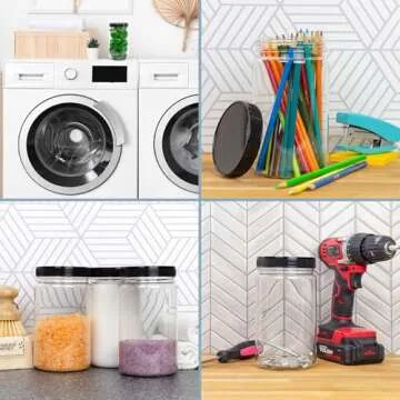 Cornucopia 32oz Clear Plastic Jars with Lids - 6-Pack