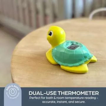 Dreambaby Baby Bath & Room Thermometer - Floating Turtle Toy for Water Temperature Monitoring - Turtle Temperature Monitoring for Newborns, Infants, and Toddlers with Fahrenheit Display