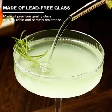 10 oz Ribbed Coupe Glasses Set of 4 for Elegant Cocktails