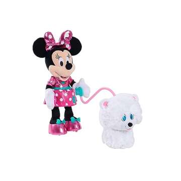 Minnie's Walk & Play Puppy Feature Plush, Officially Licensed Kids Toys for Ages 3 Up by Just Play