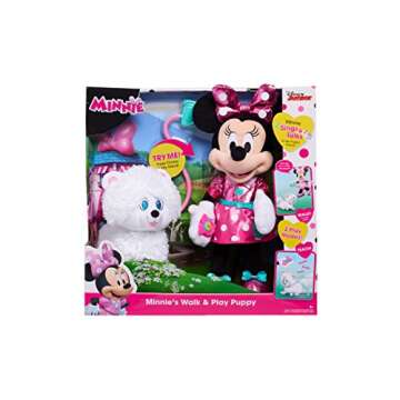 Minnie's Walk & Play Puppy Feature Plush, Officially Licensed Kids Toys for Ages 3 Up by Just Play