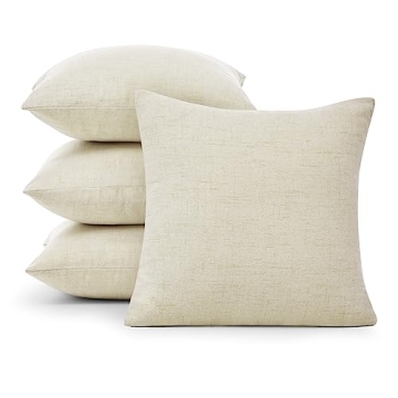 Deconovo Faux Linen Look Pillow Covers 18x18 Set of 4
