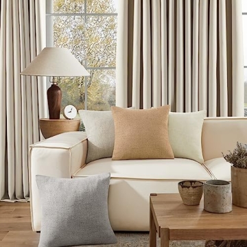 Deconovo Faux Linen Look Pillow Covers 18x18 Set of 4