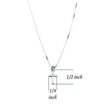 Sterling Silver Tiny Cross Charm Box Chain Nickel Free Necklace Italy 18"