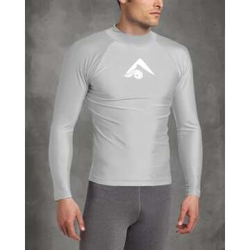 Kanu Surf Men's Long Sleeve Platinum UPF 50+ Rashguard, Grey, Large