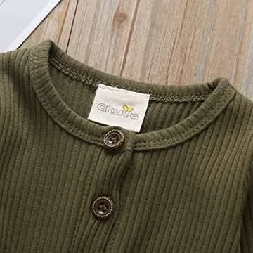 Lala Bear Baby Girl Boy 2 Pack Solid Long Sleeve Romper Bodysuit Clothes Green & Yellow 9-12 Months