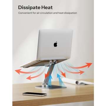 OMOTON Laptop Stand for Desk, Ergonomic Adjustable Computer Stand Aluminum Portable Desktop Laptop Riser Holder for MacBook Air Pro, Dell, HP and All Tablets Up to 15.6", Dark Silver