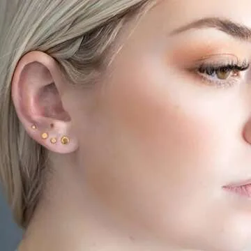 Gold Plated Dot Stud Earrings for Everyday Wear
