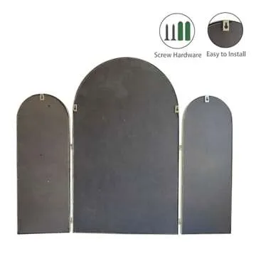 Versatile 3 Way Trifold Mirror with Gold Arch Design