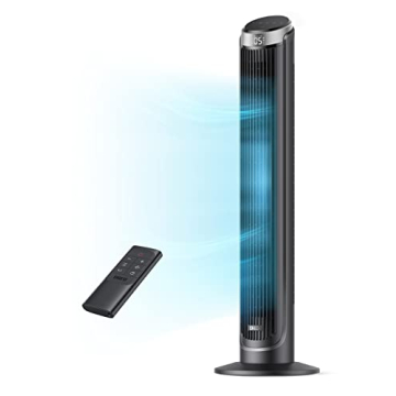 Dreo Tower Fans for Bedroom, 90° Oscillating Fans for indoors, 4 Modes 5 Speeds Max 26ft/s, 12H Tim...