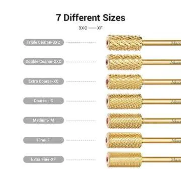 MelodySusie Crystal Top Red Heart Shape Nail Drill Bits, 3/32'' Large Barrel Carbide Bits, Suitable for Manicure Pedicure Cuticle Gel Polishing, Beginners Bits, Gold, Series Bit-S, Medium